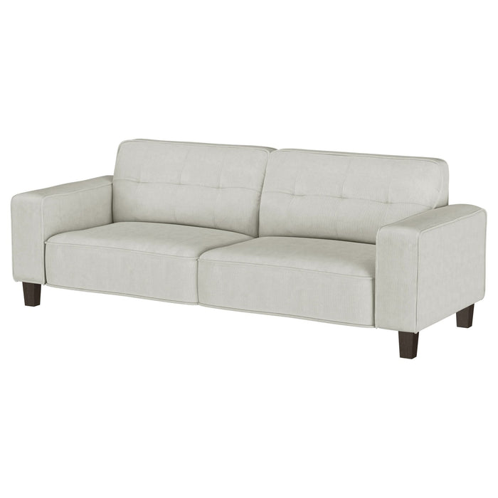 Deerhurst Upholstered Track Arm Tufted Sofa Greige - Walo Furniture