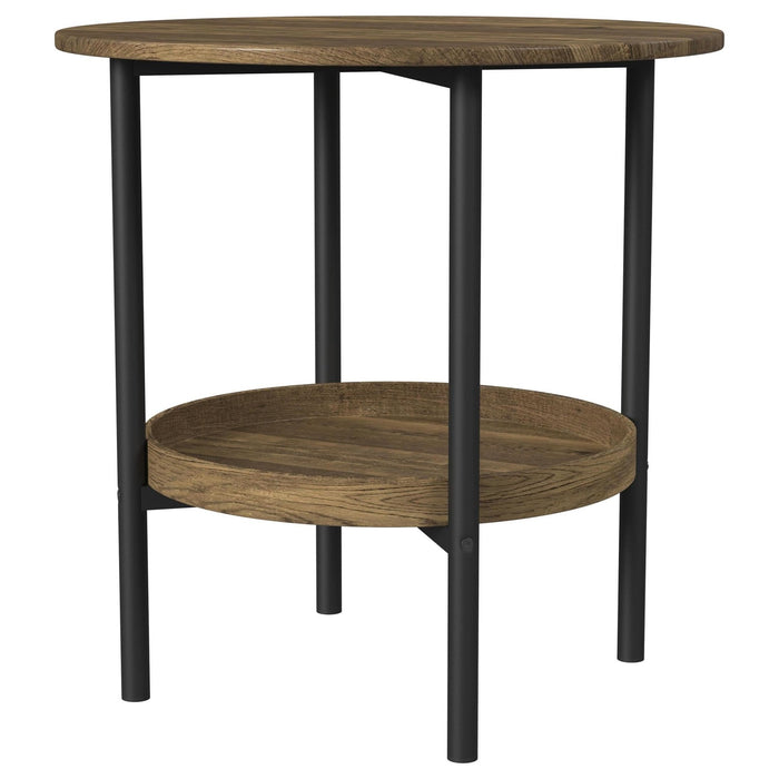 Delfin 2 - piece Round Coffee and End Table Set Brown - Walo Furniture