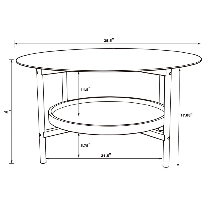 Delfin 2 - piece Round Coffee and End Table Set Brown - Walo Furniture