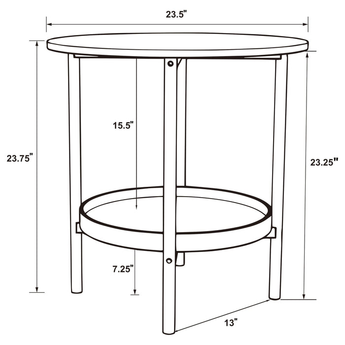 Delfin 2 - piece Round Coffee and End Table Set Brown - Walo Furniture