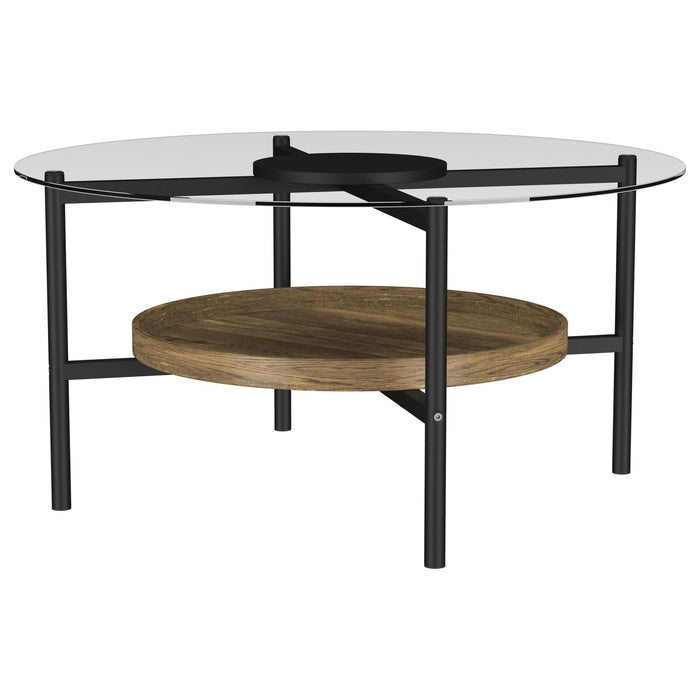 Delfin 2 - piece Round Coffee and End Table Set Brown - Walo Furniture