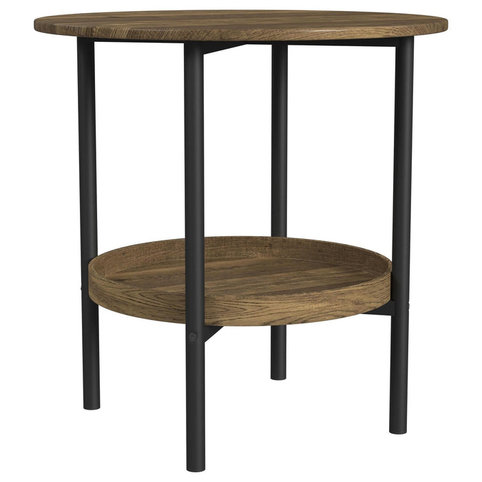 Delfin 2 - piece Round Coffee and End Table Set Brown - Walo Furniture