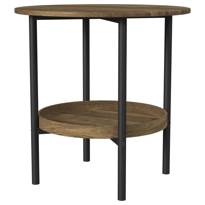 Delfin 3 - piece Round Coffee and End Table Set Brown - Walo Furniture