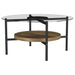 Delfin Round Glass Top Coffee Table Black and Brown - Walo Furniture