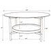 Delfin Round Glass Top Coffee Table Black and Brown - Walo Furniture