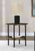 Delfin Round Glass Top Side End Table Black and Brown - Walo Furniture