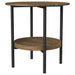 Delfin Round Glass Top Side End Table Black and Brown - Walo Furniture