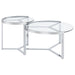 Delia 2 - Piece Round Glass Top Nesting Coffee Table Chrome - Walo Furniture