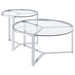 Delia 2 - Piece Round Glass Top Nesting Coffee Table Chrome - Walo Furniture