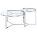 Delia 2 - Piece Round Glass Top Nesting Coffee Table Chrome - Walo Furniture