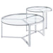 Delia 2 - Piece Round Glass Top Nesting Coffee Table Chrome - Walo Furniture