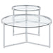 Delia 2 - Piece Round Glass Top Nesting Coffee Table Chrome - Walo Furniture