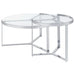 Delia 2 - Piece Round Glass Top Nesting Coffee Table Chrome - Walo Furniture