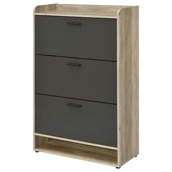 Denia 3 - tier Engineered Wood Shoe Cabinet Grey - Walo Furniture