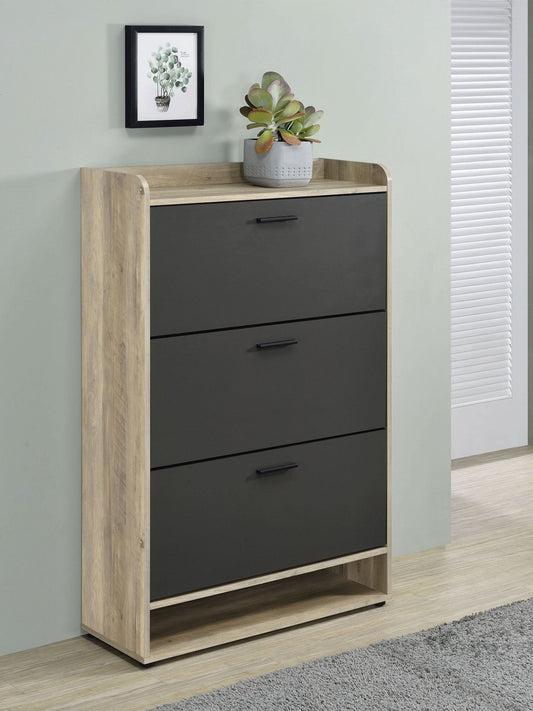 Denia 3 - tier Engineered Wood Shoe Cabinet Grey - Walo Furniture