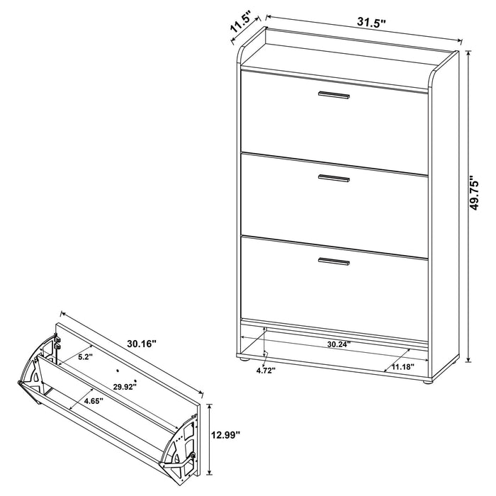 Denia 3 - tier Engineered Wood Shoe Cabinet Grey - Walo Furniture