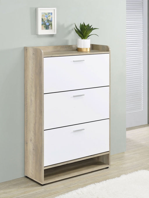 Denia 3 - tier Engineered Wood Shoe Cabinet White - Walo Furniture