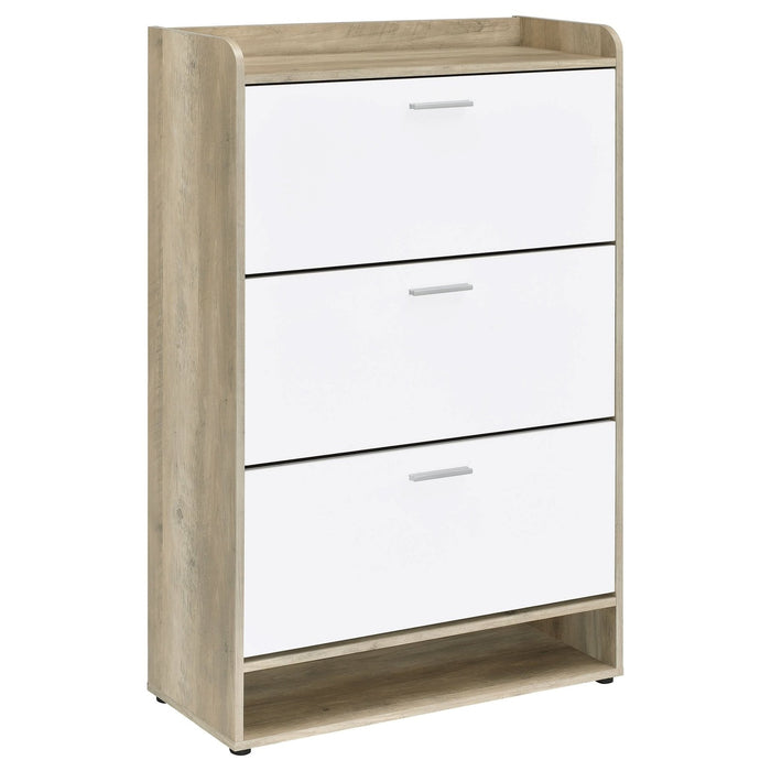 Denia 3 - tier Engineered Wood Shoe Cabinet White - Walo Furniture