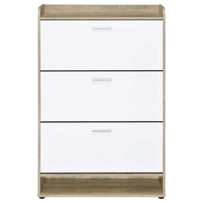 Denia 3 - tier Engineered Wood Shoe Cabinet White - Walo Furniture