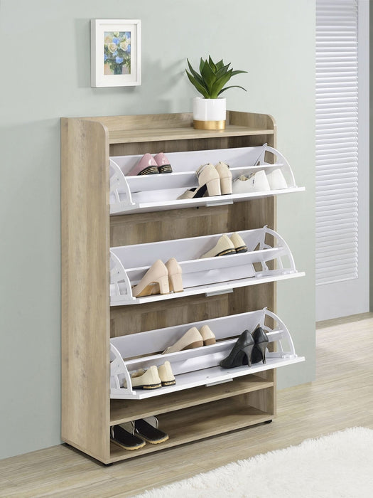 Denia 3 - tier Engineered Wood Shoe Cabinet White - Walo Furniture