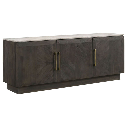 Dennis 3 - door Marble Top Sideboard Buffet Tobacco Grey - Walo Furniture