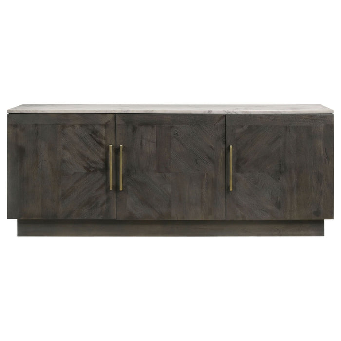 Dennis 3 - door Marble Top Sideboard Buffet Tobacco Grey - Walo Furniture