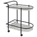 Desiree 2 - tier Faux Marble Shelf Metal Bar Cart Black - Walo Furniture