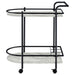 Desiree 2 - tier Faux Marble Shelf Metal Bar Cart Black - Walo Furniture