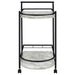 Desiree 2 - tier Faux Marble Shelf Metal Bar Cart Black - Walo Furniture