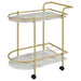 Desiree 2 - tier Faux Marble Shelf Metal Bar Cart Gold - Walo Furniture