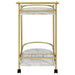 Desiree 2 - tier Faux Marble Shelf Metal Bar Cart Gold - Walo Furniture