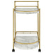 Desiree 2 - tier Faux Marble Shelf Metal Bar Cart Gold - Walo Furniture