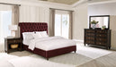 Devon 4 - piece Queen Bedroom Set Wine Red and Dark Oak - Walo Furniture