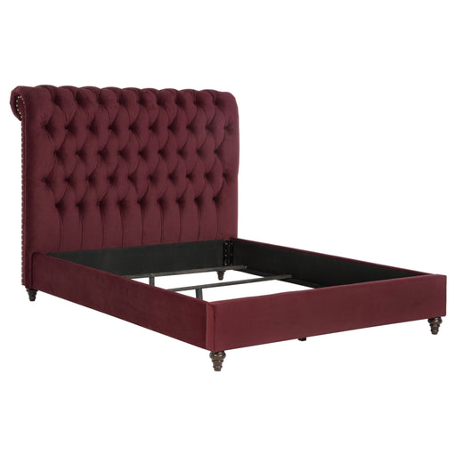 Devon 57 - inch Upholstered California King Panel Bed Wine Red - Walo Furniture