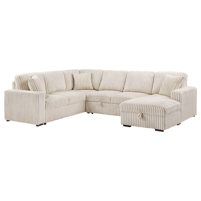 Devonshire Sleeper Sectional Sofa Storage Chaise Camel - Walo Furniture