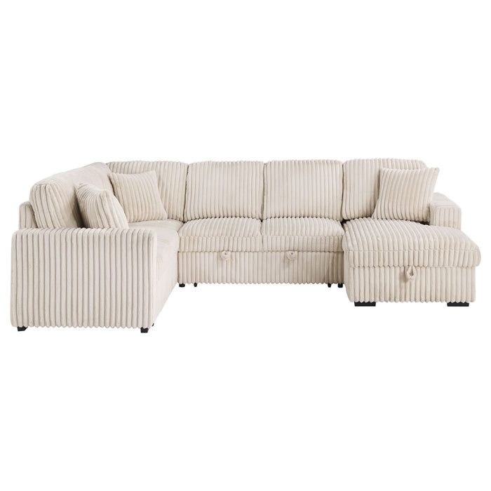 Devonshire Sleeper Sectional Sofa Storage Chaise Camel - Walo Furniture