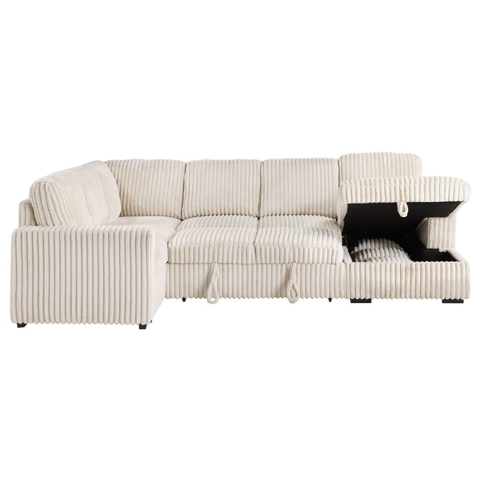 Devonshire Sleeper Sectional Sofa Storage Chaise Camel - Walo Furniture