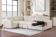 Devonshire Sleeper Sectional Sofa Storage Chaise Camel - Walo Furniture