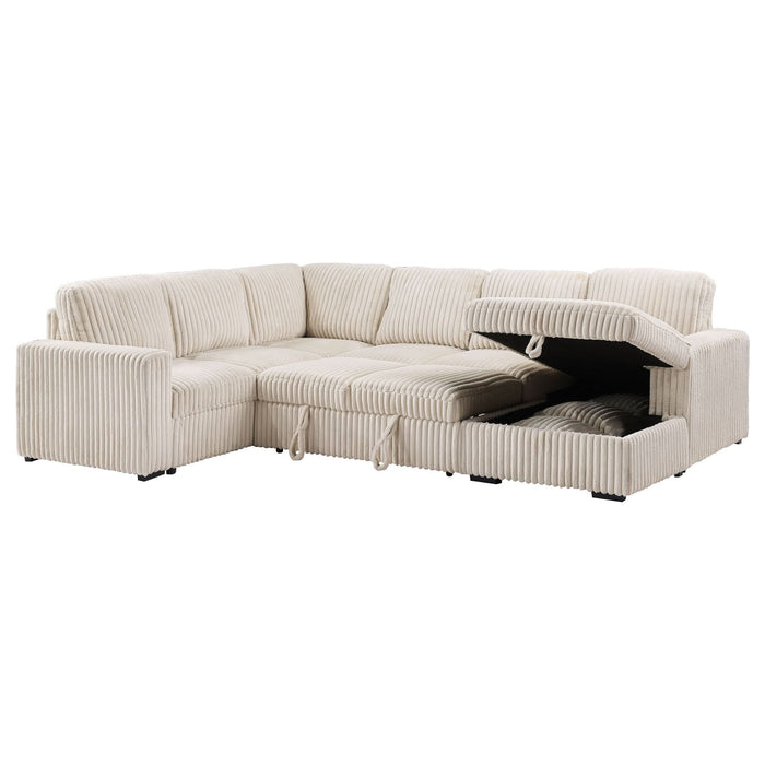 Devonshire Sleeper Sectional Sofa Storage Chaise Camel - Walo Furniture