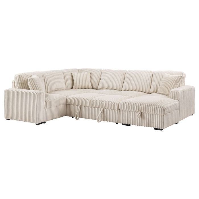 Devonshire Sleeper Sectional Sofa Storage Chaise Camel - Walo Furniture