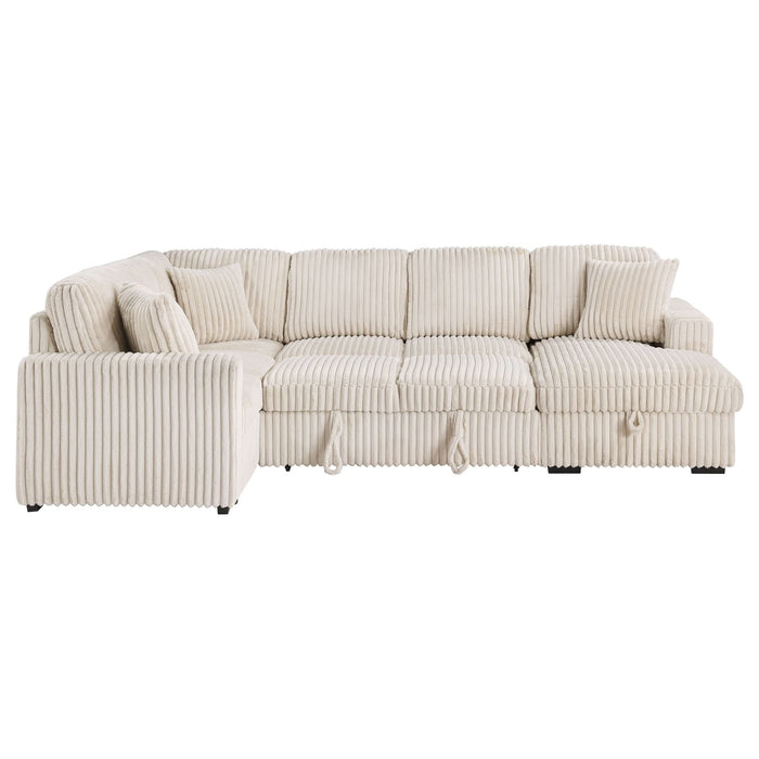 Devonshire Sleeper Sectional Sofa Storage Chaise Camel - Walo Furniture