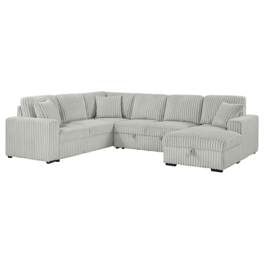 Devonshire Sleeper Sectional Sofa Storage Chaise Grey - Walo Furniture