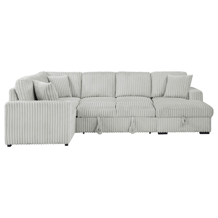 Devonshire Sleeper Sectional Sofa Storage Chaise Grey - Walo Furniture