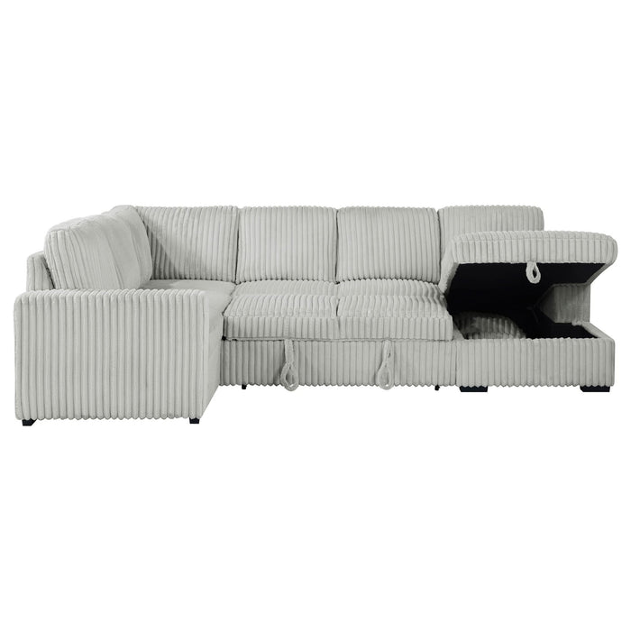 Devonshire Sleeper Sectional Sofa Storage Chaise Grey - Walo Furniture