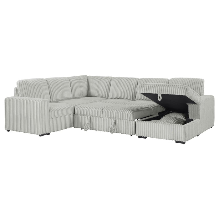 Devonshire Sleeper Sectional Sofa Storage Chaise Grey - Walo Furniture