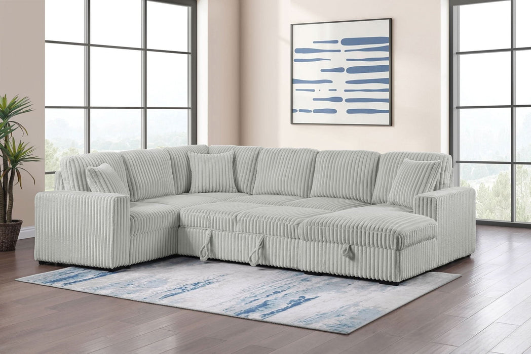 Devonshire Sleeper Sectional Sofa Storage Chaise Grey - Walo Furniture