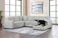 Devonshire Sleeper Sectional Sofa Storage Chaise Grey - Walo Furniture