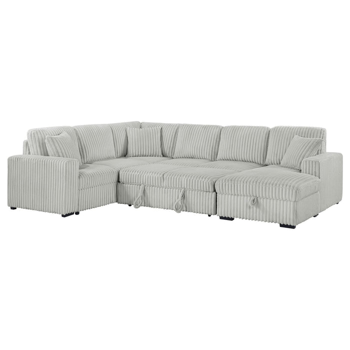 Devonshire Sleeper Sectional Sofa Storage Chaise Grey - Walo Furniture