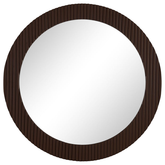 Dexter 40 x 40 Inch Round Reeding Frame Wall Mirror Brown - Walo Furniture