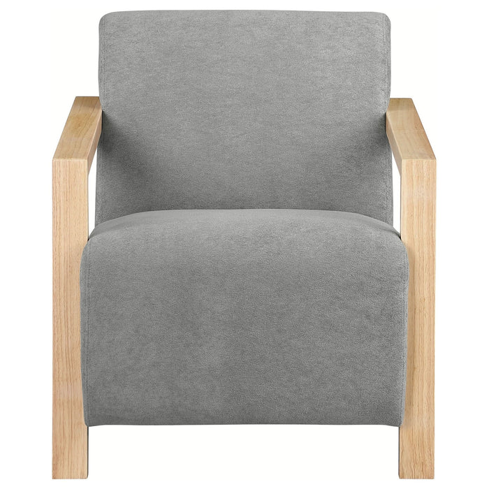 Diego Upholstered Accent Arm Chair with Wood Arms Grey - Walo Furniture